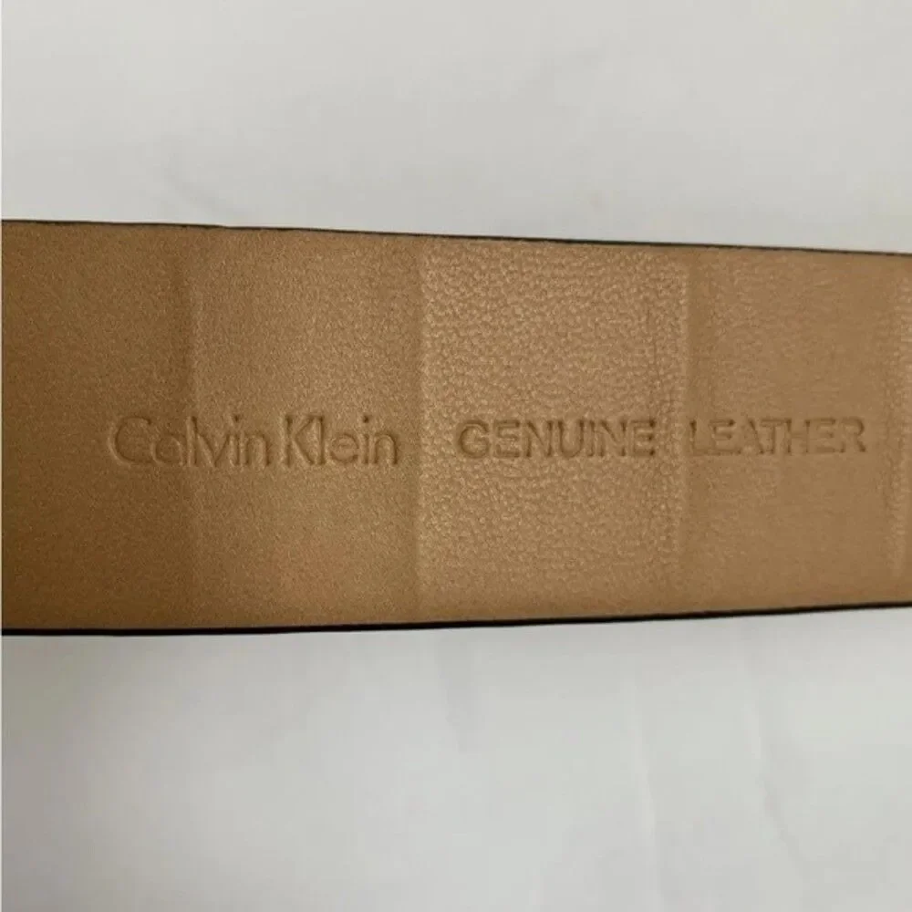 Calvin Klein Men's Black Genuine Leather, Buckle Dress Belt Size S